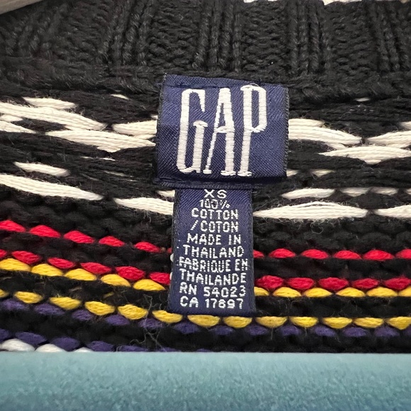 GAP cropped button up knit cardigan 100% cotton aztec print size XS - Picture 4 of 6